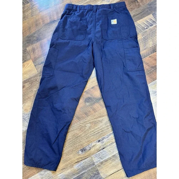 Carhartt FR Pants Mens 32x30 Flame Resistant Washed Duck Work Dungaree Blue - Picture 4 of 4
